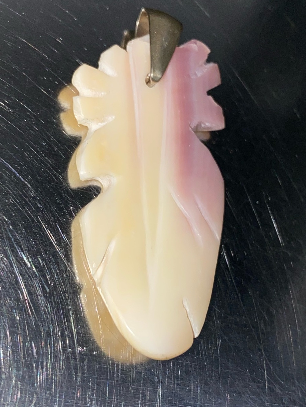 Seashell Carved Into Feather Sterling Silver 925 Pendant Pre-owned